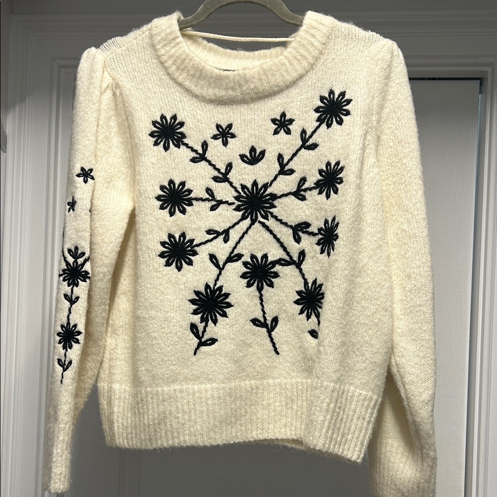 Vero Moda Cream Sweater with Black Floral Design